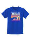 Seattle Washington Sunset Childrens Dark T-Shirt-Childrens T-Shirt-TooLoud-Royal-Blue-X-Small-Davson Sales