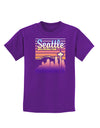 Seattle Washington Sunset Childrens Dark T-Shirt-Childrens T-Shirt-TooLoud-Purple-X-Small-Davson Sales