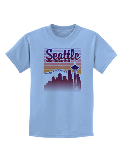 Seattle Washington Sunset Childrens T-Shirt-Childrens T-Shirt-TooLoud-Light-Blue-X-Small-Davson Sales