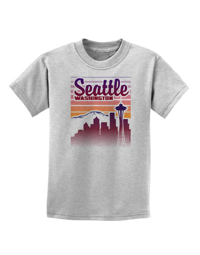 Seattle Washington Sunset Childrens T-Shirt-Childrens T-Shirt-TooLoud-AshGray-X-Small-Davson Sales