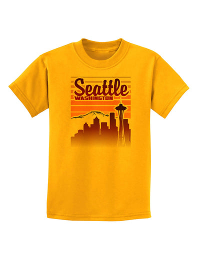 Seattle Washington Sunset Childrens T-Shirt-Childrens T-Shirt-TooLoud-Gold-X-Small-Davson Sales