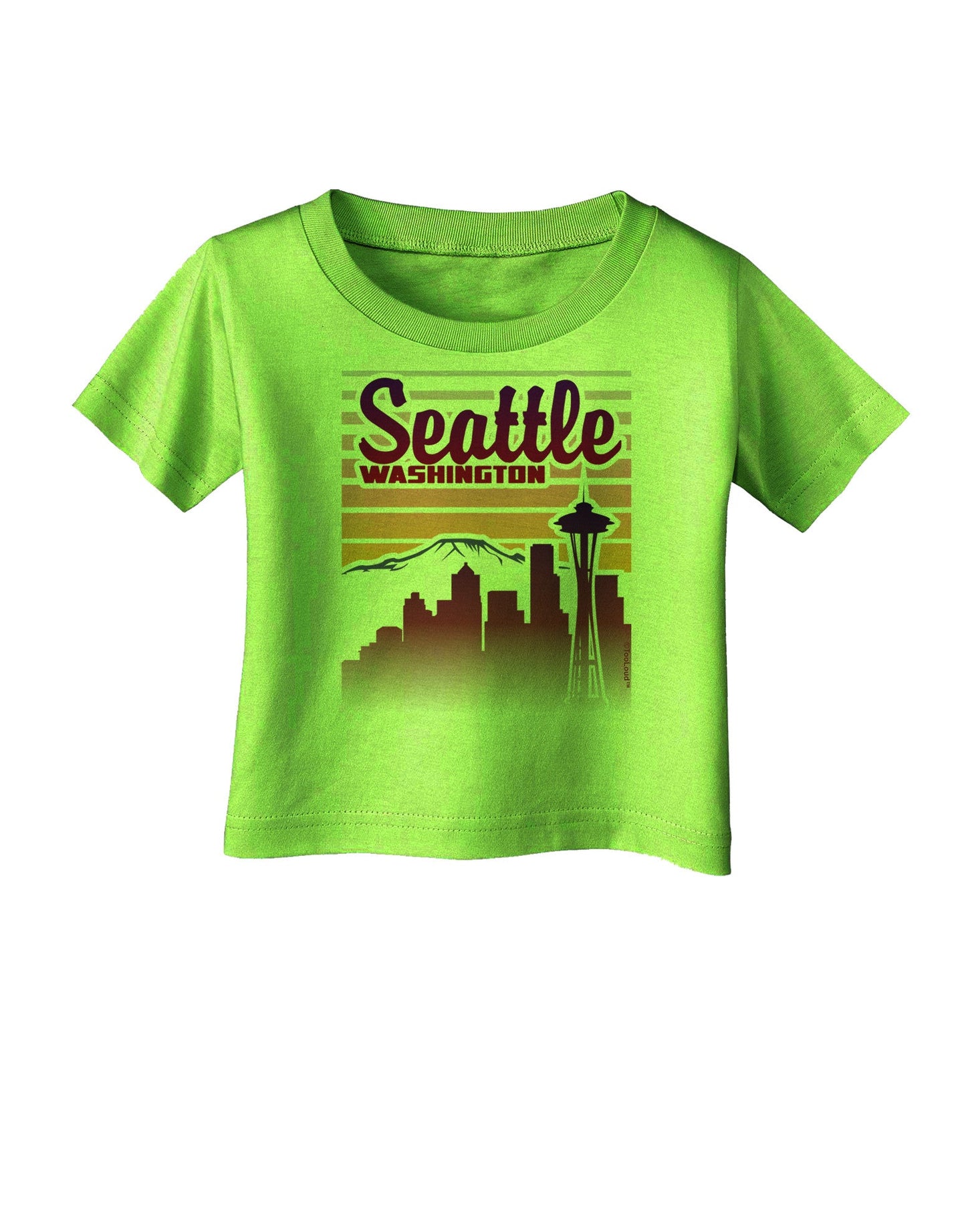 Seattle Washington Sunset Infant T-Shirt-Infant T-Shirt-TooLoud-Lime-Green-06-Months-Davson Sales