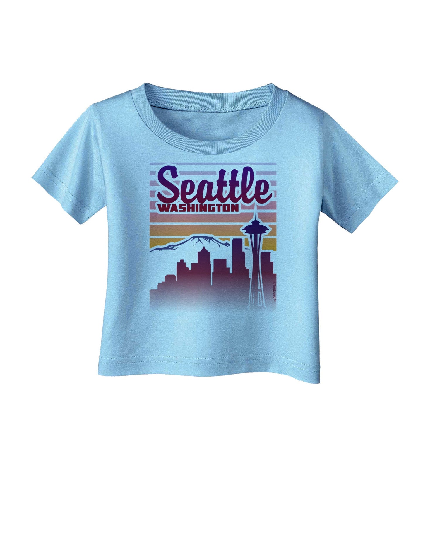 Seattle Washington Sunset Infant T-Shirt-Infant T-Shirt-TooLoud-Aquatic-Blue-06-Months-Davson Sales