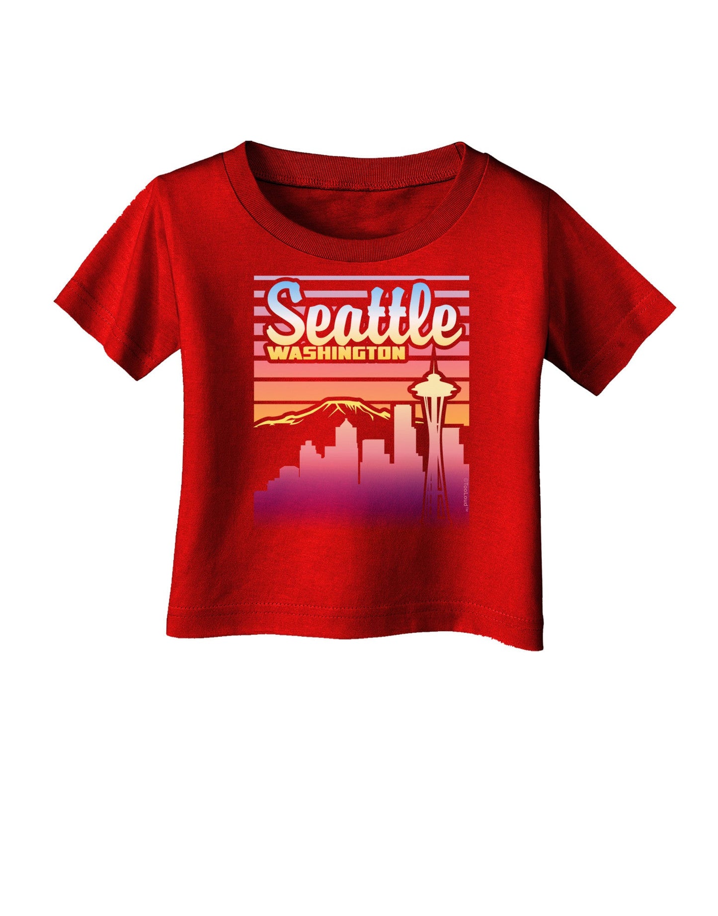 Seattle Washington Sunset Infant T-Shirt Dark-Infant T-Shirt-TooLoud-Red-06-Months-Davson Sales