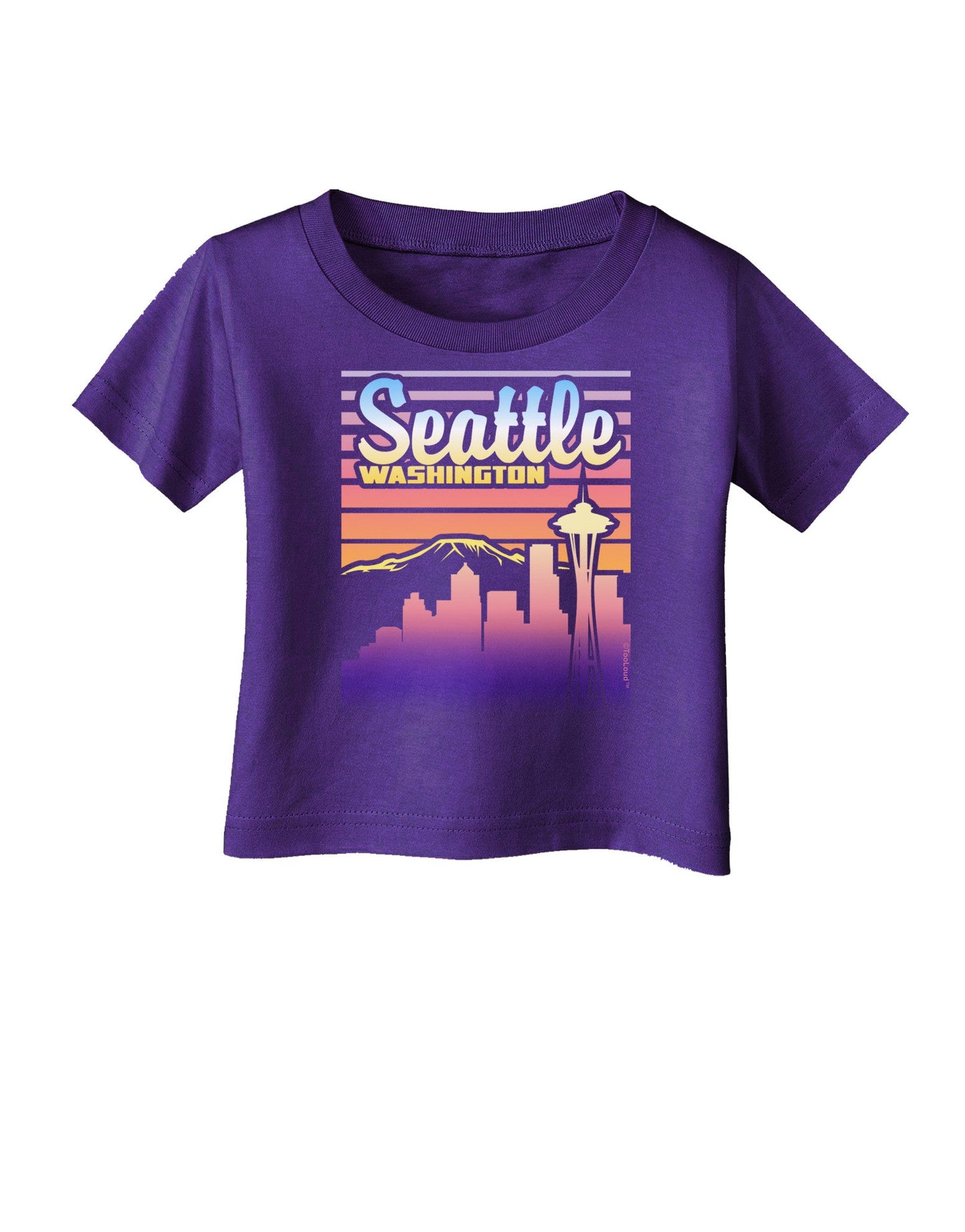 Seattle Washington Sunset Infant T-Shirt Dark-Infant T-Shirt-TooLoud-Purple-06-Months-Davson Sales
