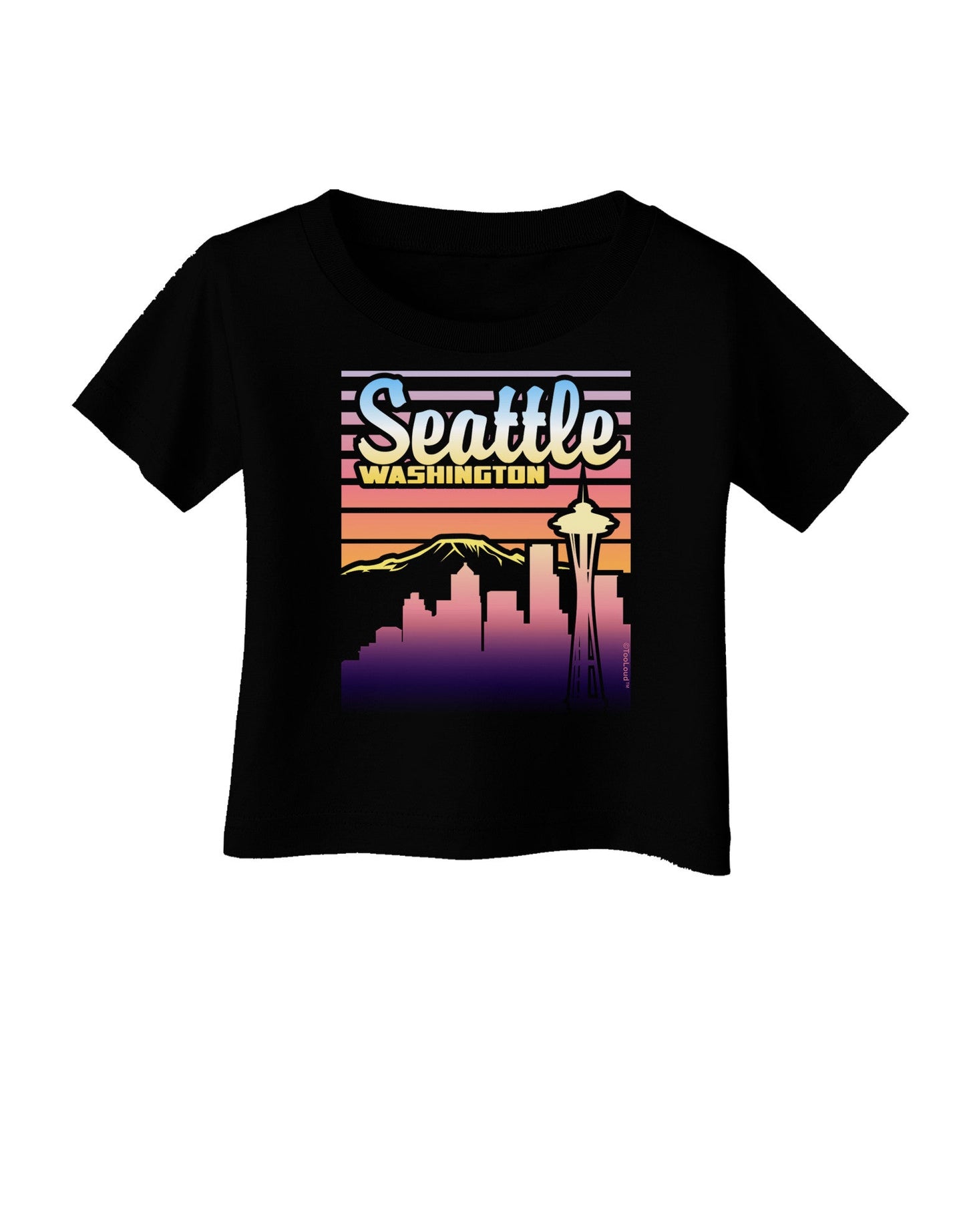 Seattle Washington Sunset Infant T-Shirt Dark-Infant T-Shirt-TooLoud-Black-06-Months-Davson Sales