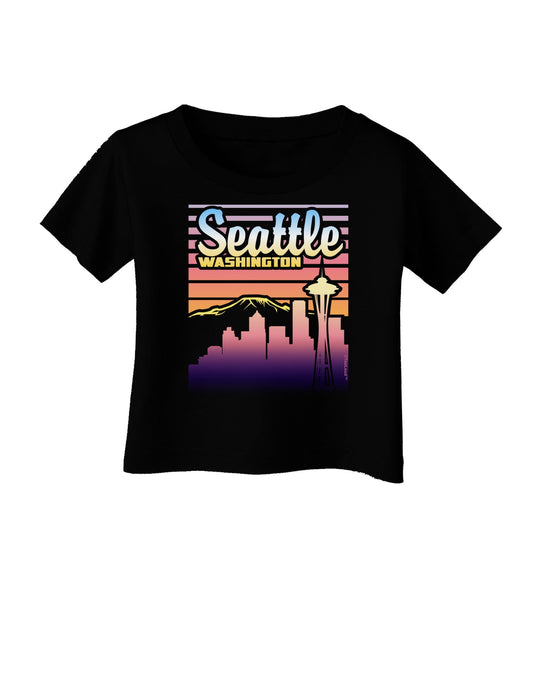 Seattle Washington Sunset Infant T-Shirt Dark-Infant T-Shirt-TooLoud-Black-06-Months-Davson Sales
