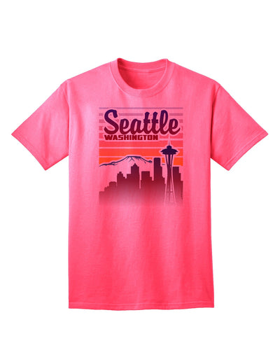 Seattle Washington Sunset - Premium Adult T-Shirt Collection-Mens T-shirts-TooLoud-Neon-Pink-Small-Davson Sales