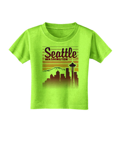 Seattle Washington Sunset Toddler T-Shirt-Toddler T-Shirt-TooLoud-Lime-Green-2T-Davson Sales