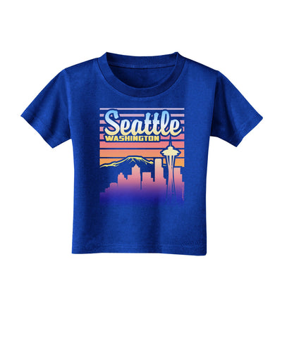 Seattle Washington Sunset Toddler T-Shirt Dark-Toddler T-Shirt-TooLoud-Royal-Blue-2T-Davson Sales