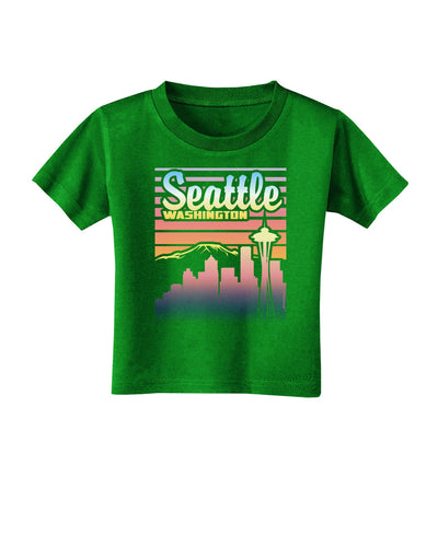 Seattle Washington Sunset Toddler T-Shirt Dark-Toddler T-Shirt-TooLoud-Clover-Green-2T-Davson Sales