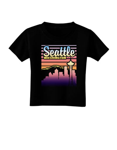 Seattle Washington Sunset Toddler T-Shirt Dark-Toddler T-Shirt-TooLoud-Black-2T-Davson Sales