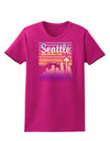 Seattle Washington Sunset Womens Dark T-Shirt-TooLoud-Hot-Pink-Small-Davson Sales