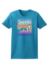 Seattle Washington Sunset Womens Dark T-Shirt-TooLoud-Turquoise-X-Small-Davson Sales