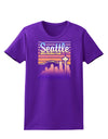 Seattle Washington Sunset Womens Dark T-Shirt-TooLoud-Purple-X-Small-Davson Sales