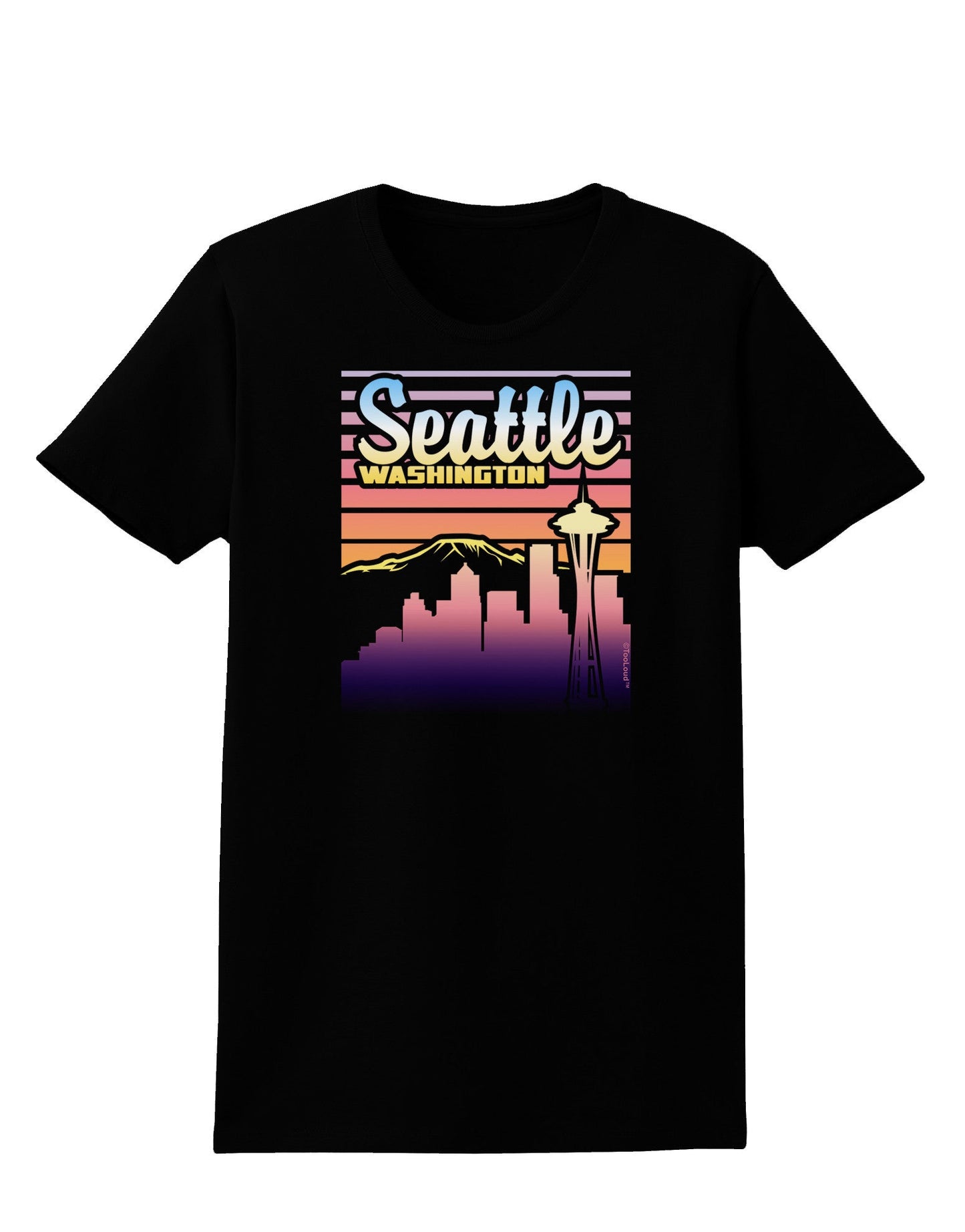 Seattle Washington Sunset Womens Dark T-Shirt-TooLoud-Black-X-Small-Davson Sales