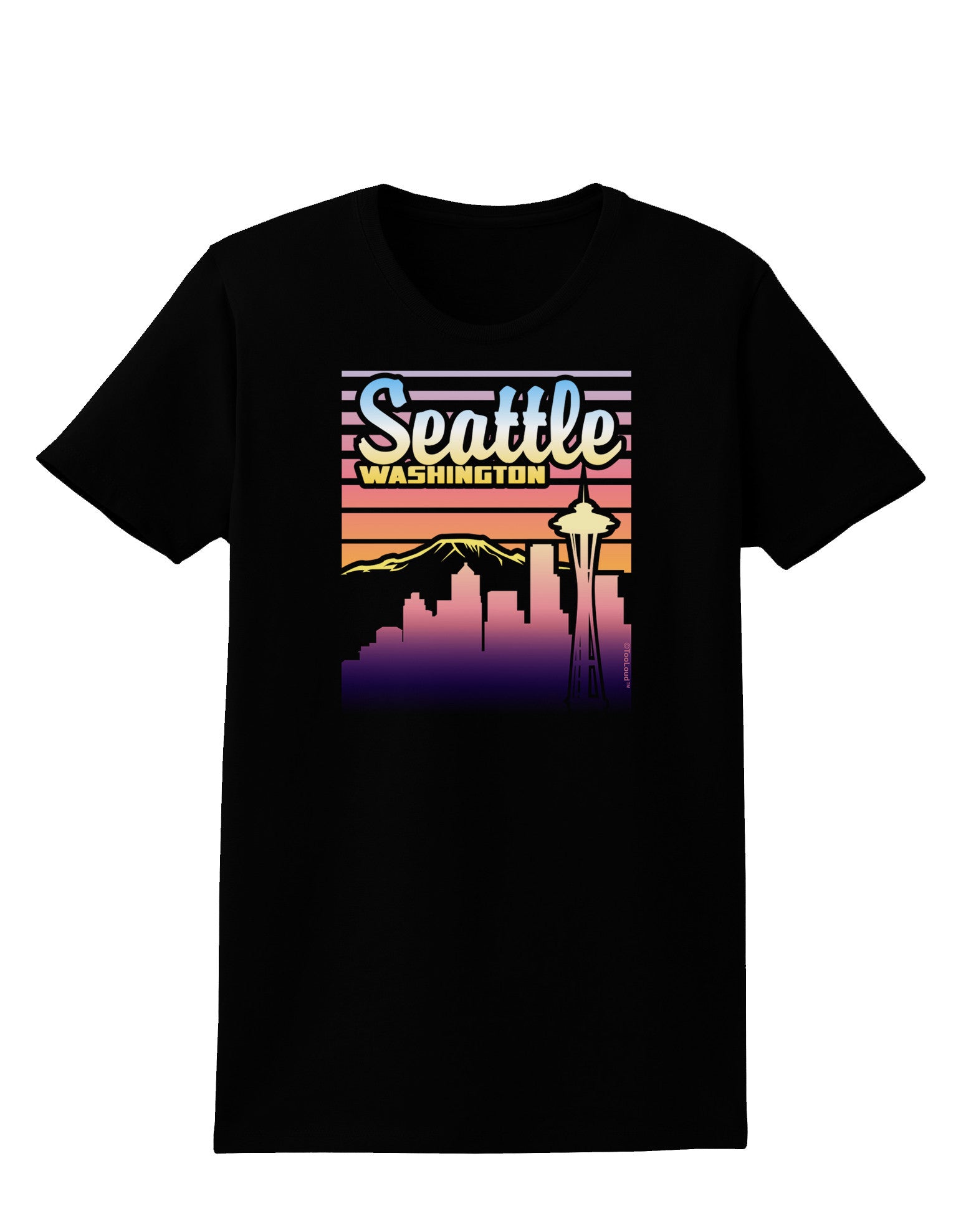 Seattle Washington Sunset Womens Dark T-Shirt-TooLoud-Black-X-Small-Davson Sales