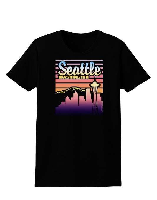 Seattle Washington Sunset Womens Dark T-Shirt-TooLoud-Black-X-Small-Davson Sales