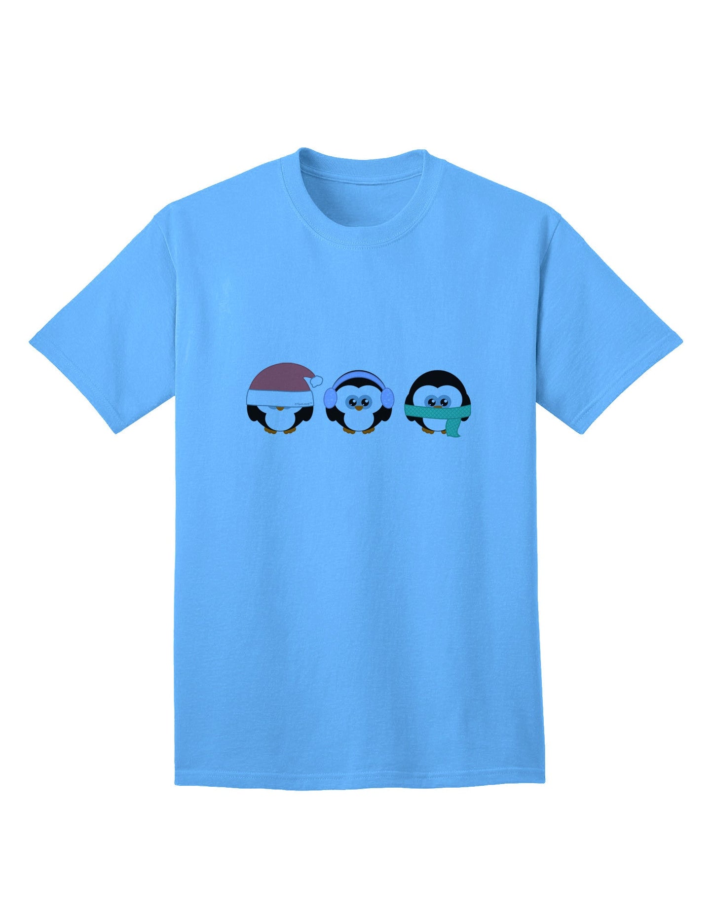 See No Evil, Hear No Evil, Speak No Evil Christmas Penguins - Premium Adult T-Shirt Collection-Mens T-shirts-TooLoud-Aquatic-Blue-Small-Davson Sales