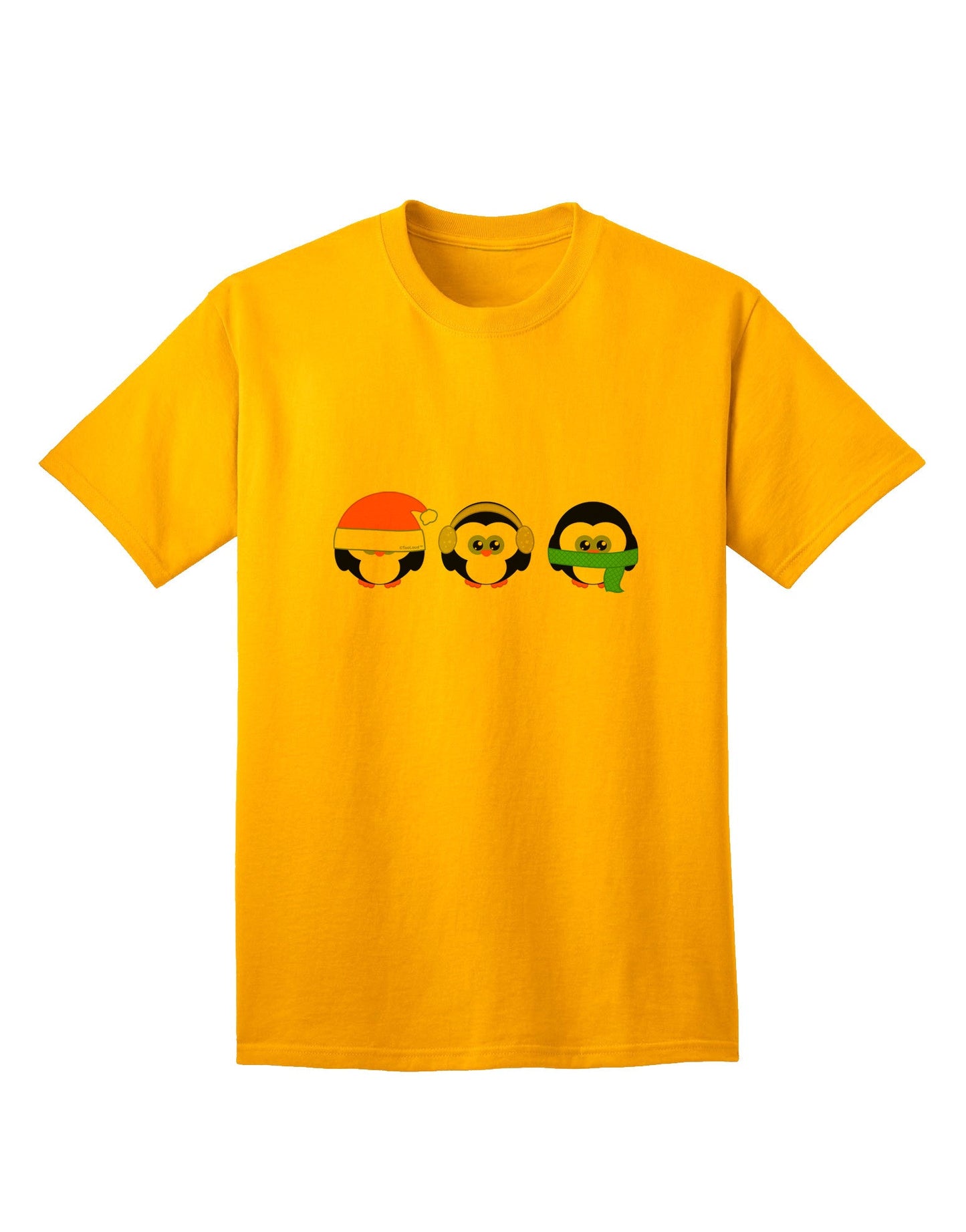 See No Evil, Hear No Evil, Speak No Evil Christmas Penguins - Premium Adult T-Shirt Collection-Mens T-shirts-TooLoud-Gold-Small-Davson Sales