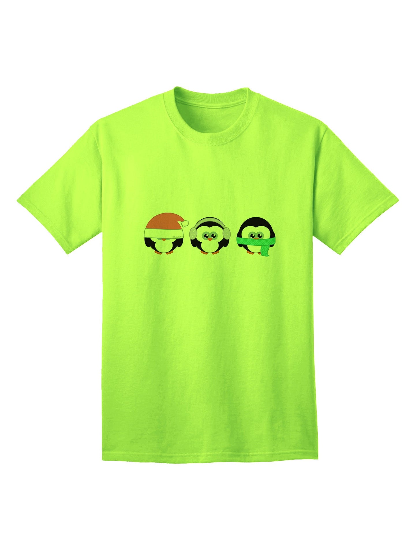 See No Evil, Hear No Evil, Speak No Evil Christmas Penguins - Premium Adult T-Shirt Collection-Mens T-shirts-TooLoud-Neon-Green-Small-Davson Sales