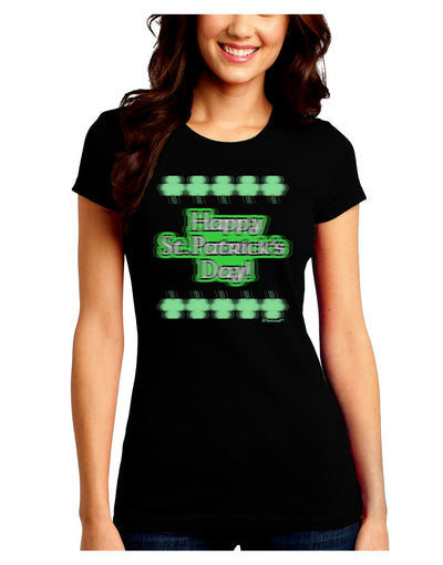 Seeing Double St. Patrick's Day Juniors Petite Crew Dark T-Shirt-T-Shirts Juniors Tops-TooLoud-Black-Juniors Fitted Small-Davson Sales