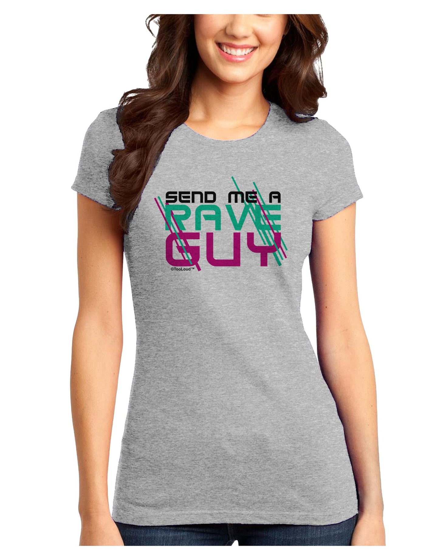 Send Me A Rave Guy Juniors T-Shirt-Womens Juniors T-Shirt-TooLoud-Ash-Gray-Juniors Fitted X-Small-Davson Sales