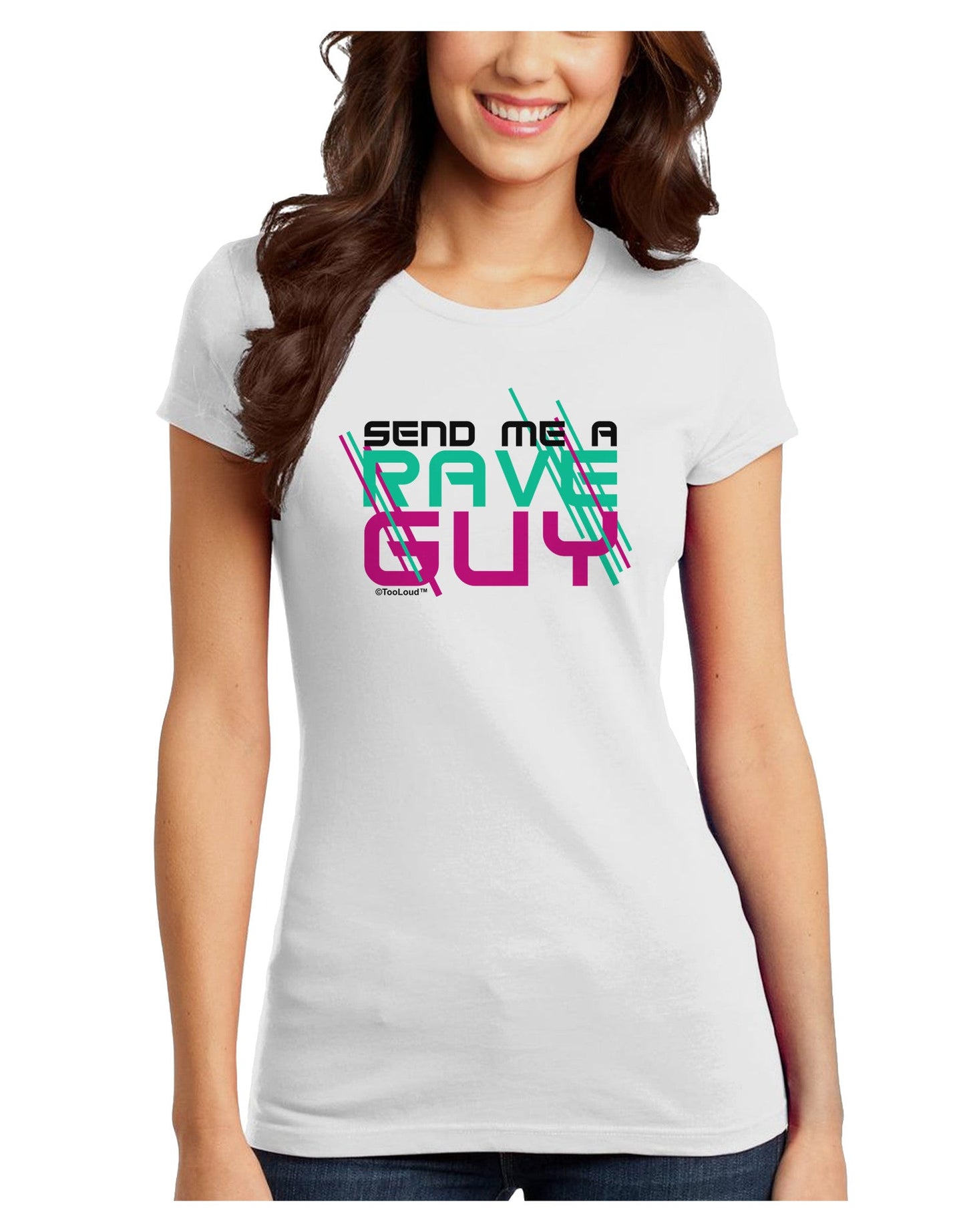 Send Me A Rave Guy Juniors T-Shirt-Womens Juniors T-Shirt-TooLoud-White-Juniors Fitted X-Small-Davson Sales