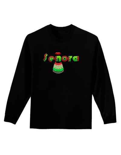 Senora Poncho Adult Long Sleeve Dark T-Shirt-TooLoud-Black-Small-Davson Sales