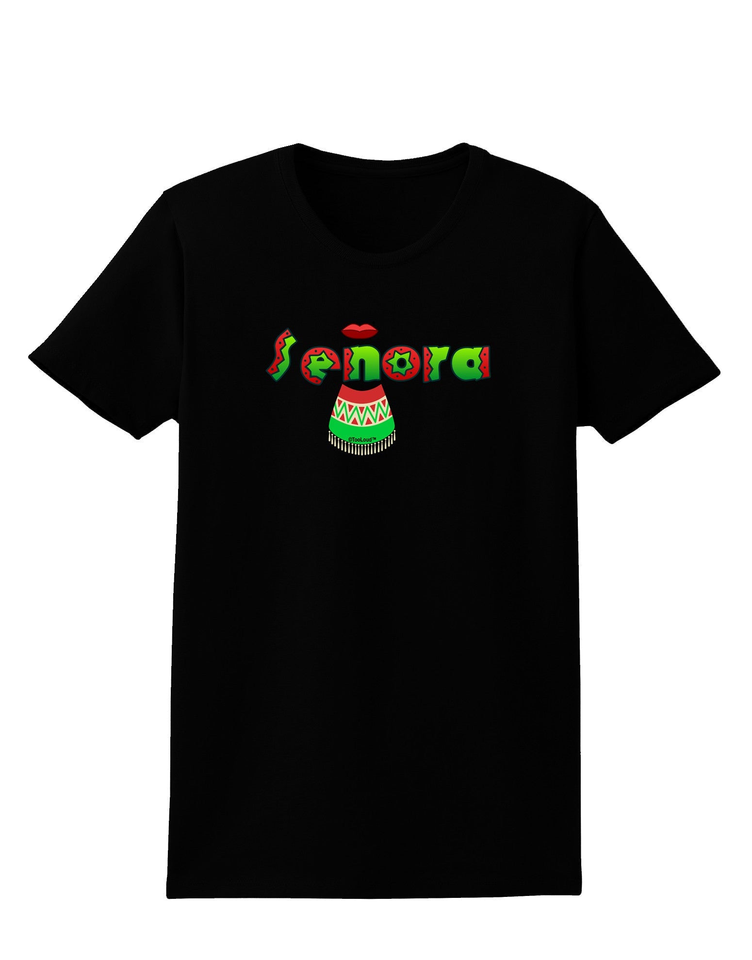 Senora Poncho Womens Dark T-Shirt-TooLoud-Black-X-Small-Davson Sales
