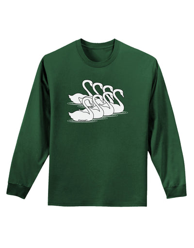 Seven Swans A Swimming Adult Long Sleeve Dark T-Shirt-TooLoud-Dark-Green-Small-Davson Sales