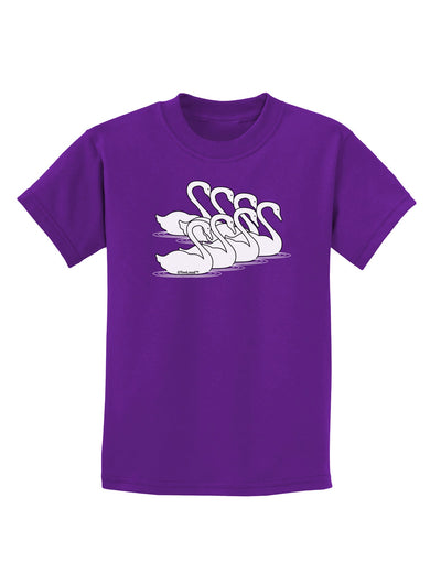 Seven Swans A Swimming Childrens Dark T-Shirt-Childrens T-Shirt-TooLoud-Purple-X-Small-Davson Sales