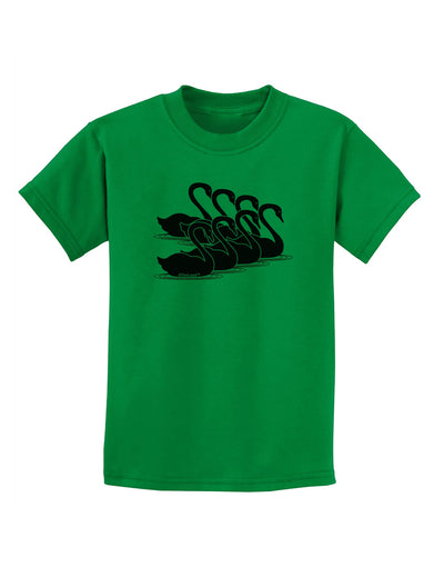 Seven Swans A Swimming Childrens T-Shirt-Childrens T-Shirt-TooLoud-Kelly-Green-X-Small-Davson Sales