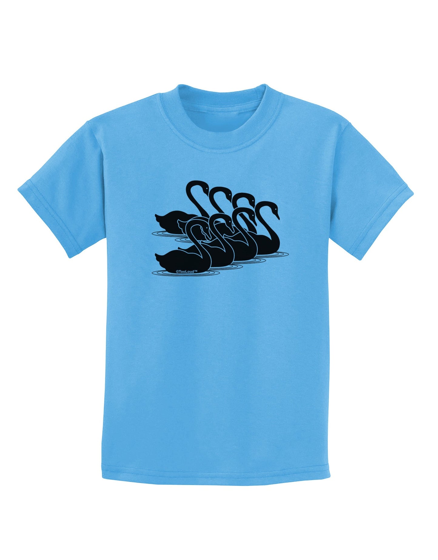 Seven Swans A Swimming Childrens T-Shirt-Childrens T-Shirt-TooLoud-Aquatic-Blue-X-Small-Davson Sales