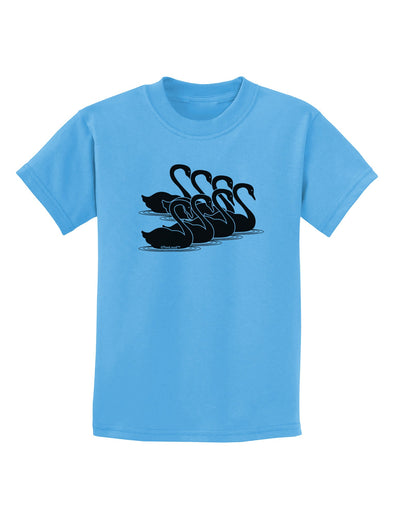 Seven Swans A Swimming Childrens T-Shirt-Childrens T-Shirt-TooLoud-Aquatic-Blue-X-Small-Davson Sales