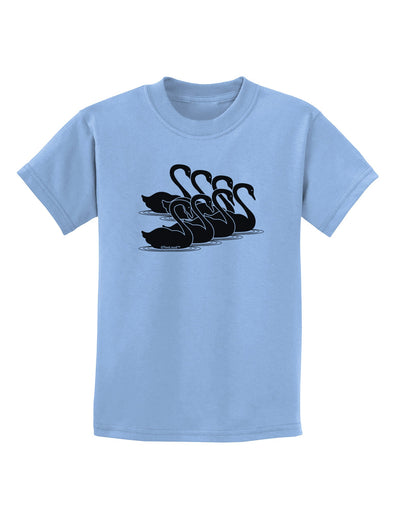 Seven Swans A Swimming Childrens T-Shirt-Childrens T-Shirt-TooLoud-Light-Blue-X-Small-Davson Sales