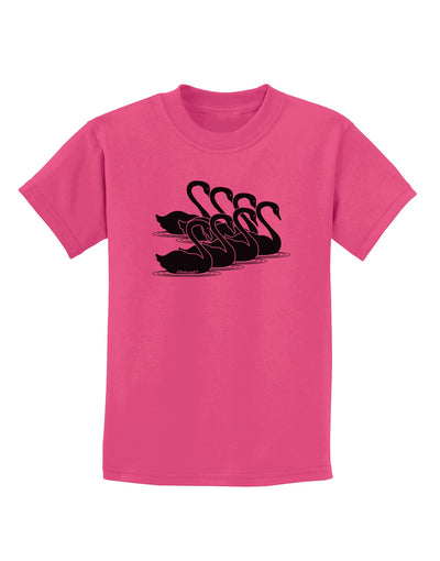 Seven Swans A Swimming Childrens T-Shirt-Childrens T-Shirt-TooLoud-Sangria-X-Small-Davson Sales