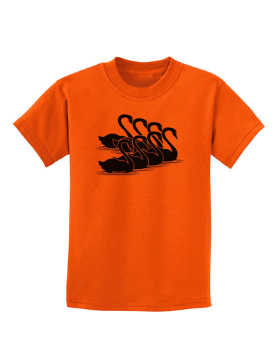 Seven Swans A Swimming Childrens T-Shirt-Childrens T-Shirt-TooLoud-Orange-X-Small-Davson Sales