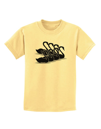 Seven Swans A Swimming Childrens T-Shirt-Childrens T-Shirt-TooLoud-Daffodil-Yellow-X-Small-Davson Sales