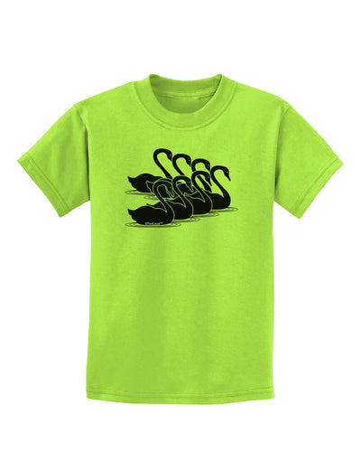 Seven Swans A Swimming Childrens T-Shirt-Childrens T-Shirt-TooLoud-Lime-Green-X-Small-Davson Sales