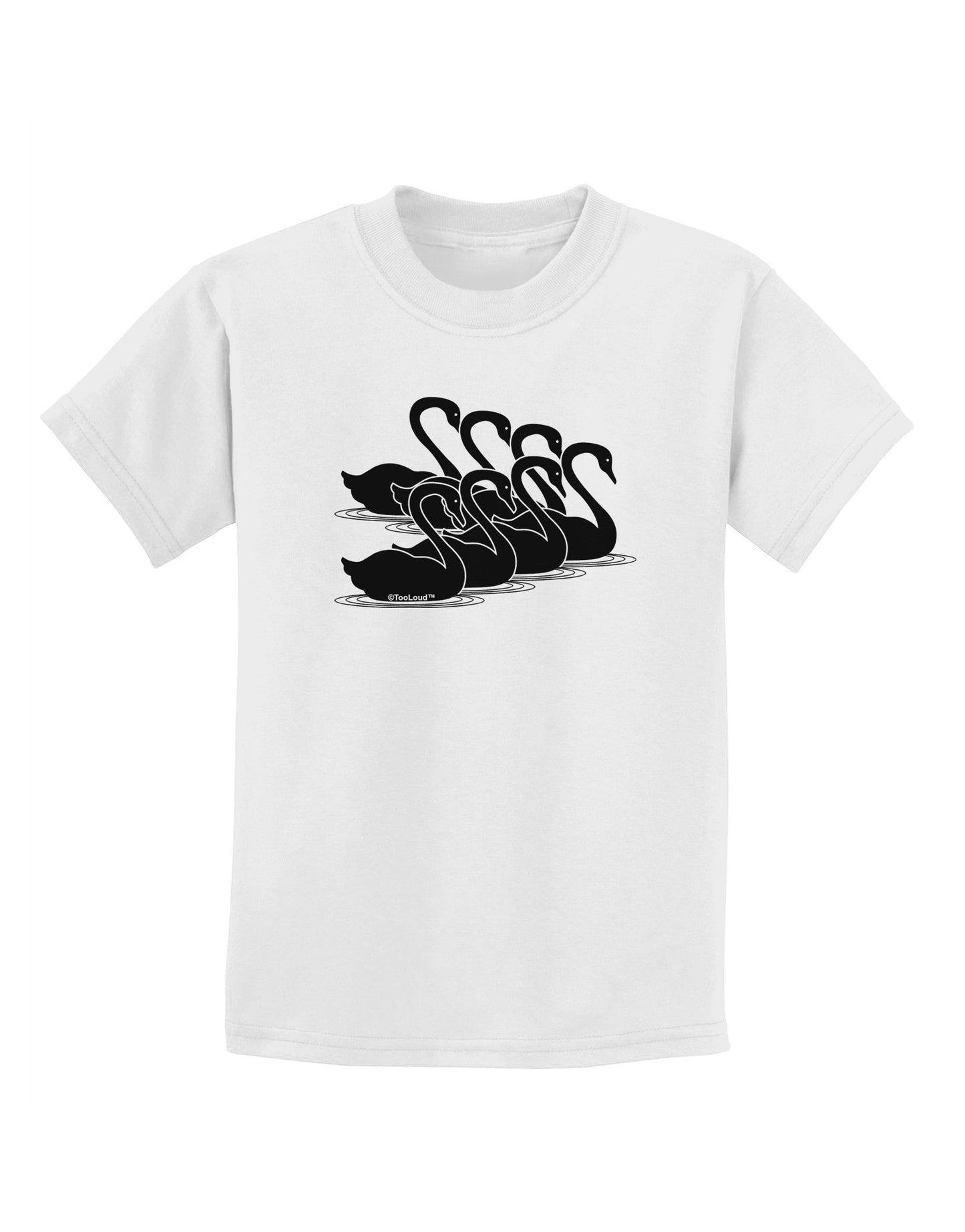 Seven Swans A Swimming Childrens T-Shirt-Childrens T-Shirt-TooLoud-White-X-Small-Davson Sales