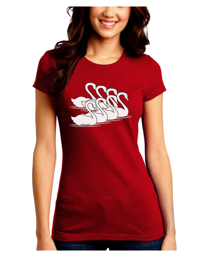 Seven Swans A Swimming Juniors Crew Dark T-Shirt-T-Shirts Juniors Tops-TooLoud-Red-Juniors Fitted Small-Davson Sales