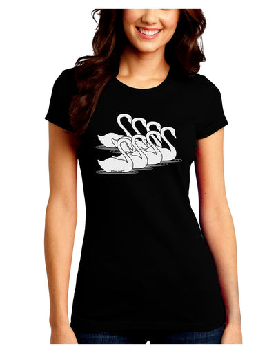 Seven Swans A Swimming Juniors Crew Dark T-Shirt-T-Shirts Juniors Tops-TooLoud-Black-Juniors Fitted Small-Davson Sales