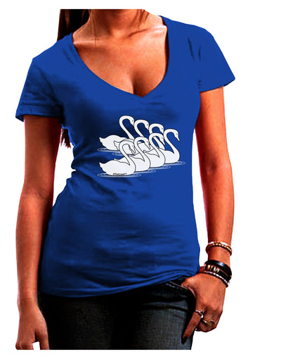 Seven Swans A Swimming Juniors V-Neck Dark T-Shirt-Womens V-Neck T-Shirts-TooLoud-Royal-Blue-Juniors Fitted Small-Davson Sales