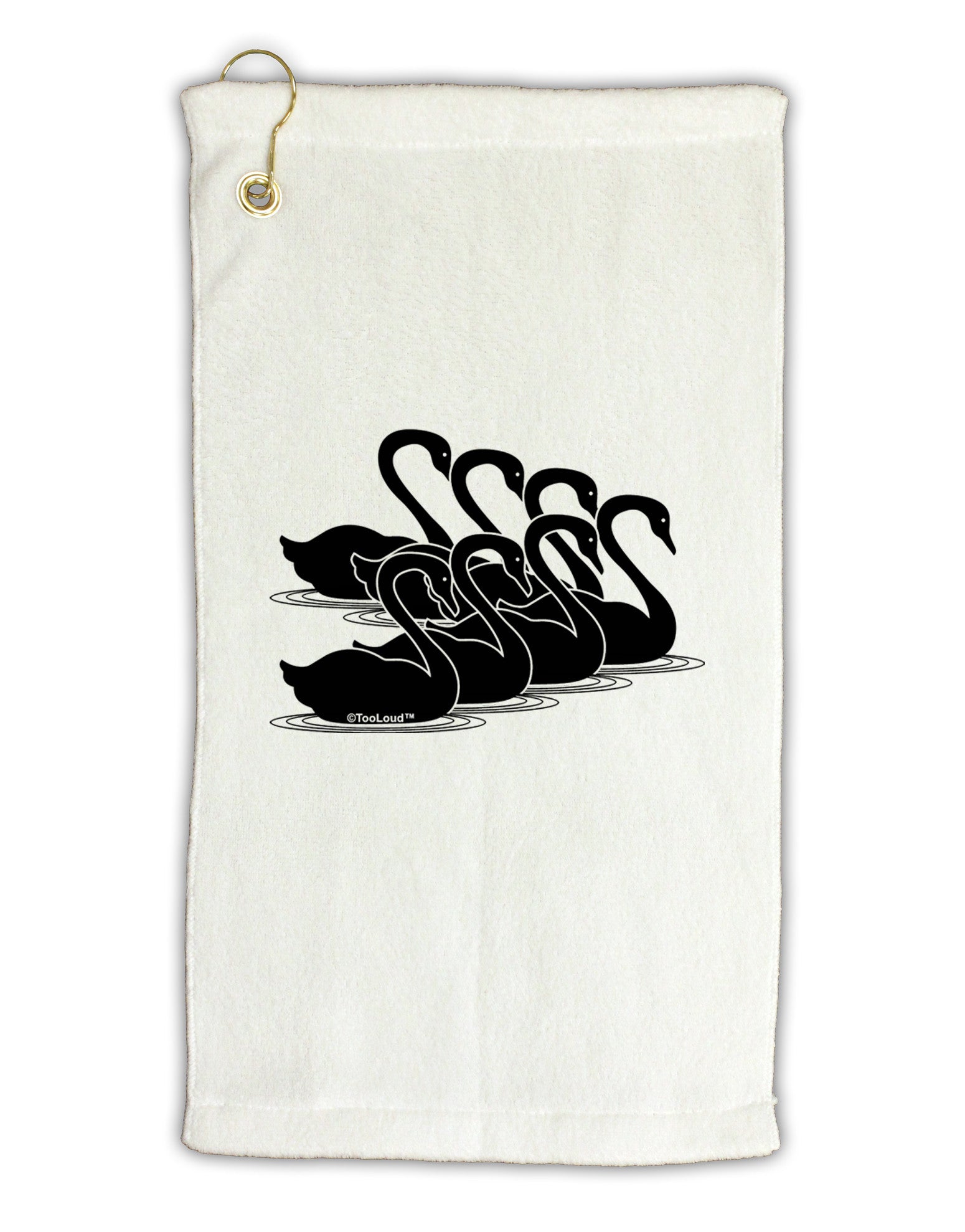 Seven Swans A Swimming Micro Terry Gromet Golf Towel 11&#x22;x19-Golf Towel-TooLoud-White-Davson Sales