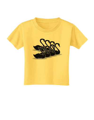 Seven Swans A Swimming Toddler T-Shirt-Toddler T-Shirt-TooLoud-Yellow-2T-Davson Sales