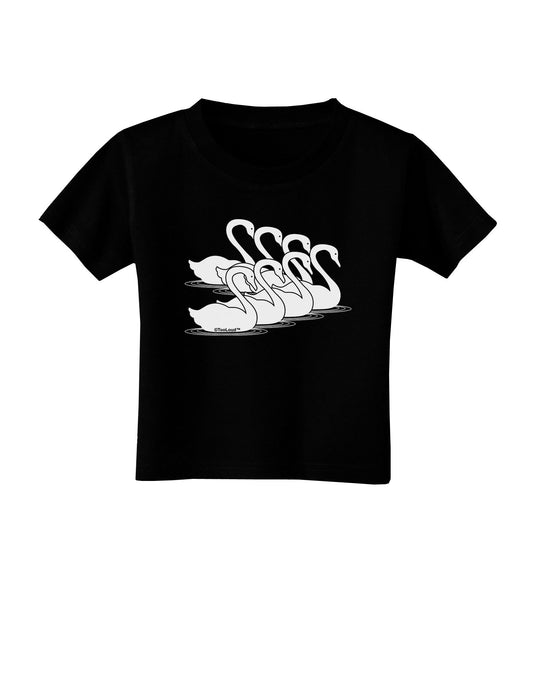 Seven Swans A Swimming Toddler T-Shirt Dark-Toddler T-Shirt-TooLoud-Black-2T-Davson Sales