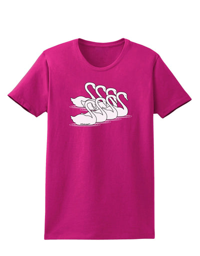 Seven Swans A Swimming Womens Dark T-Shirt-TooLoud-Hot-Pink-Small-Davson Sales