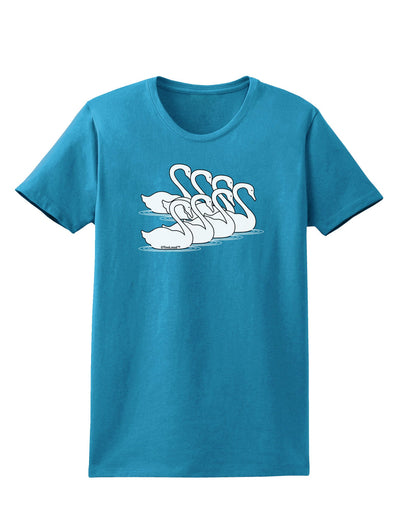 Seven Swans A Swimming Womens Dark T-Shirt-TooLoud-Turquoise-X-Small-Davson Sales