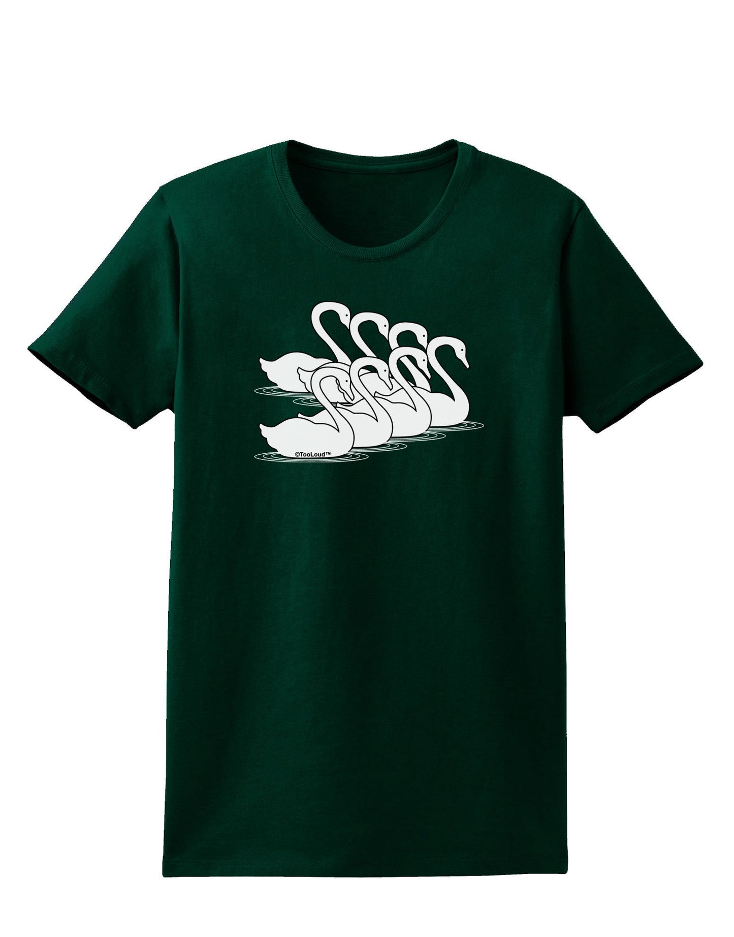 Seven Swans A Swimming Womens Dark T-Shirt-TooLoud-Forest-Green-Small-Davson Sales